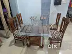 Teak wood glass dining table perfect condition