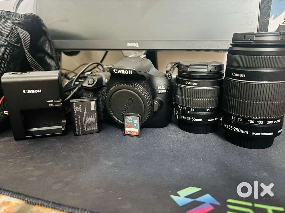 Canon 1300D DSLR with Dual Lenses (18-55&55-250mm) -Full Kit+Free Bag