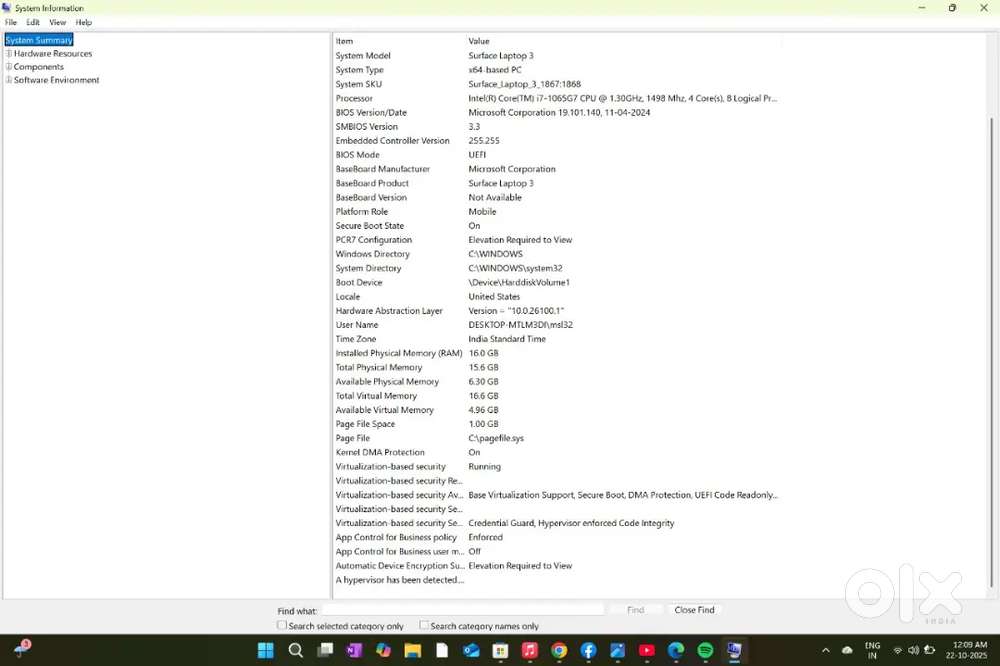 MICROSOFT SURFACE LAPTOP 3 . I7 10TH GEN