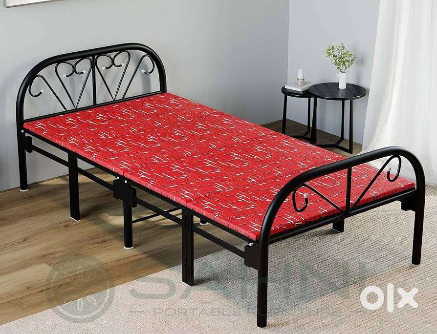 Cot with Bed (Metal folding single cot)