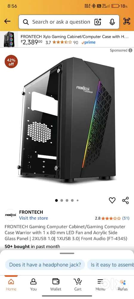 FRONTECH Gaming PC Cabinet (FT-4345)