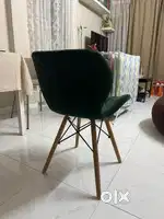 Modern Velvet Dining Chair for Cafe, Side, Living Room in Dark Green