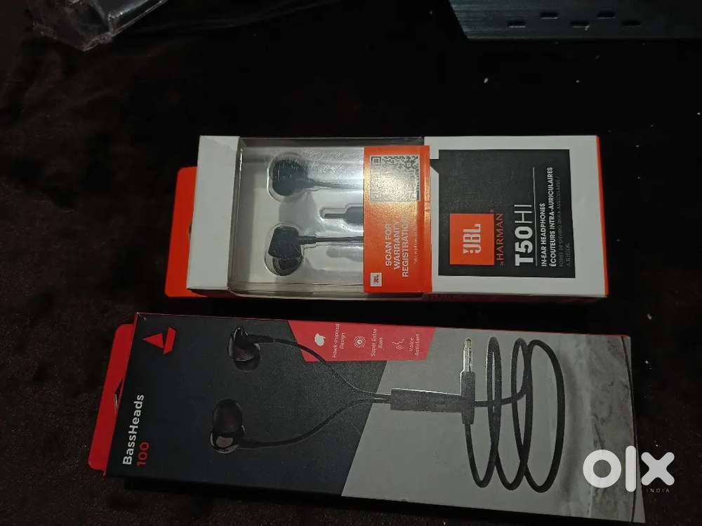 Brand New JBL T50 & boAt BassHeads 100 Earphones Sealed Box With Bill
