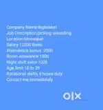 Wanted male (picker&loader)Moosapet Hyd