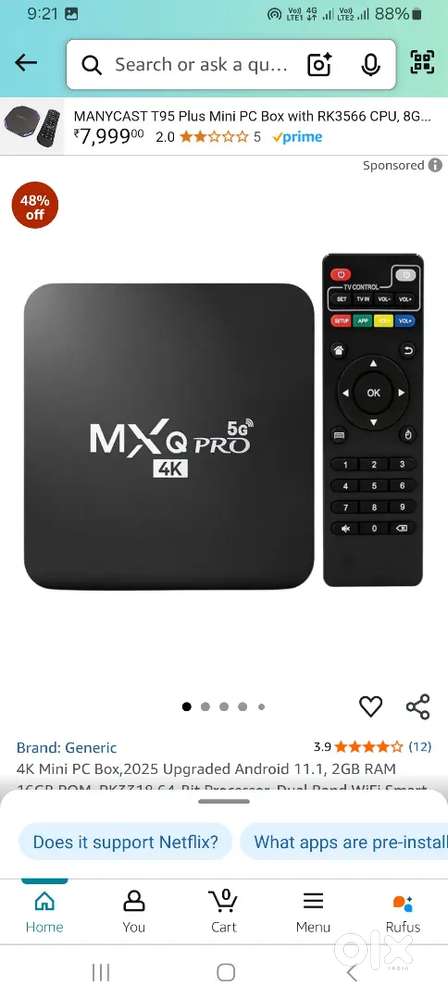 Maxpro5g android box normal tv to smart convert