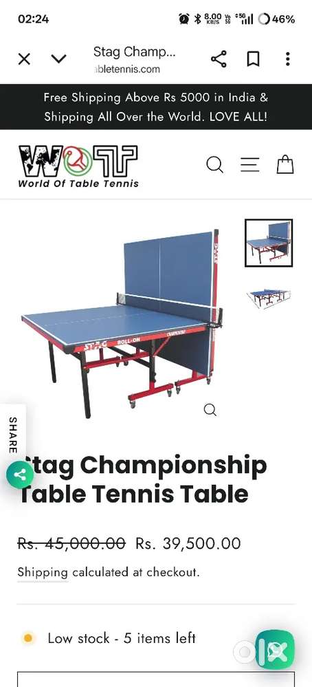 Table tennis table