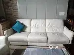 Pure Leather white Colour Sofa With negotiable price