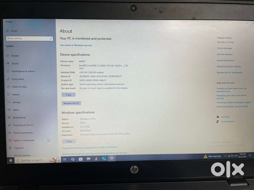 hp EliteBook windows 7 but can be adjusted intel core i5 vpro