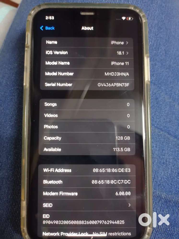 IPhone 11 with charger and cover