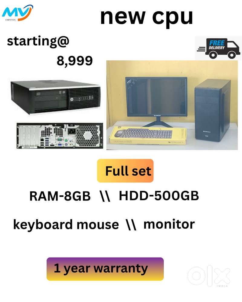 Full Set @ Low Price  CPU - Branded Intel  Ram - 8GB DDR3  Hard Disk -