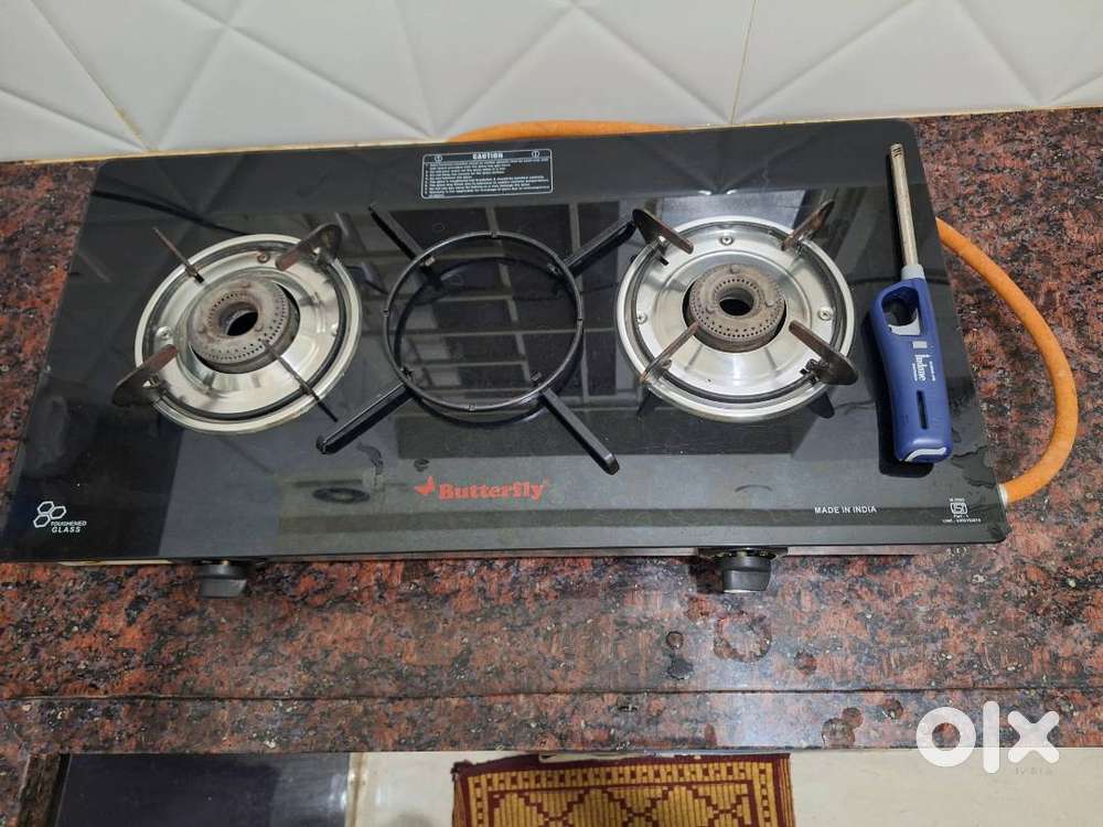 1 yr old Butterfly Manual 2 burner Glass top Stove with lighter