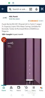 Pureit Revito RO+MF+Mineral+UV in-Tank  7 stage  7L Capacity  Upt