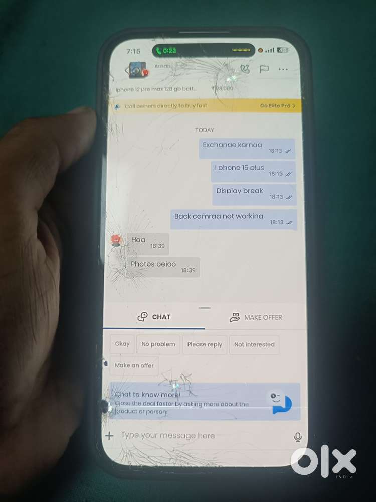 I PHONE 15 PLUS FRONT BREAK BUT WORK PROPERLY
