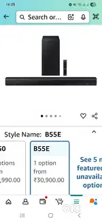 Samsung Soundbar (HW-B55E/XL), 2.1 Channel, Wireless Subwoofer,