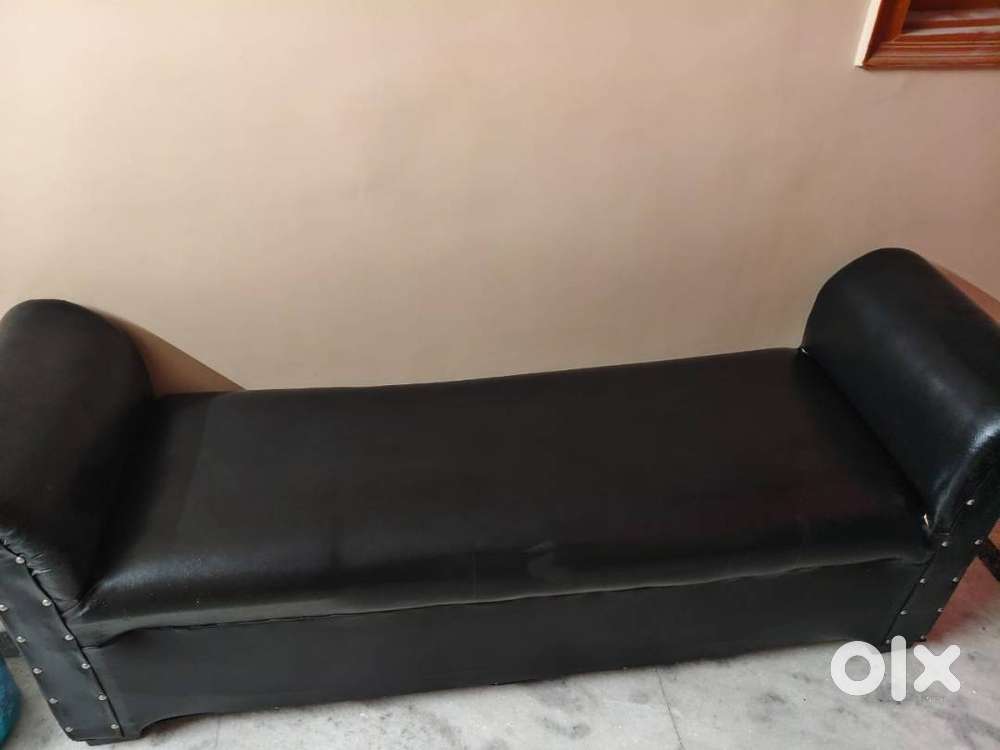 2-Year-Old Black Leatherette Sofa Cum Bench – Good Condition