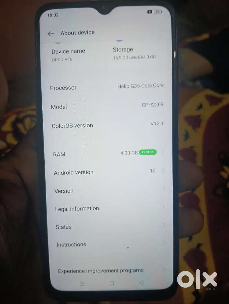 Oppo A16 4gb ram