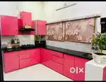 Modular Kitchen set up with shelves, units,drawers and trolleys.