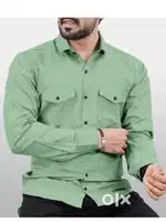 Brand cotton - full sleeve shirt - pattern solid - color light green l