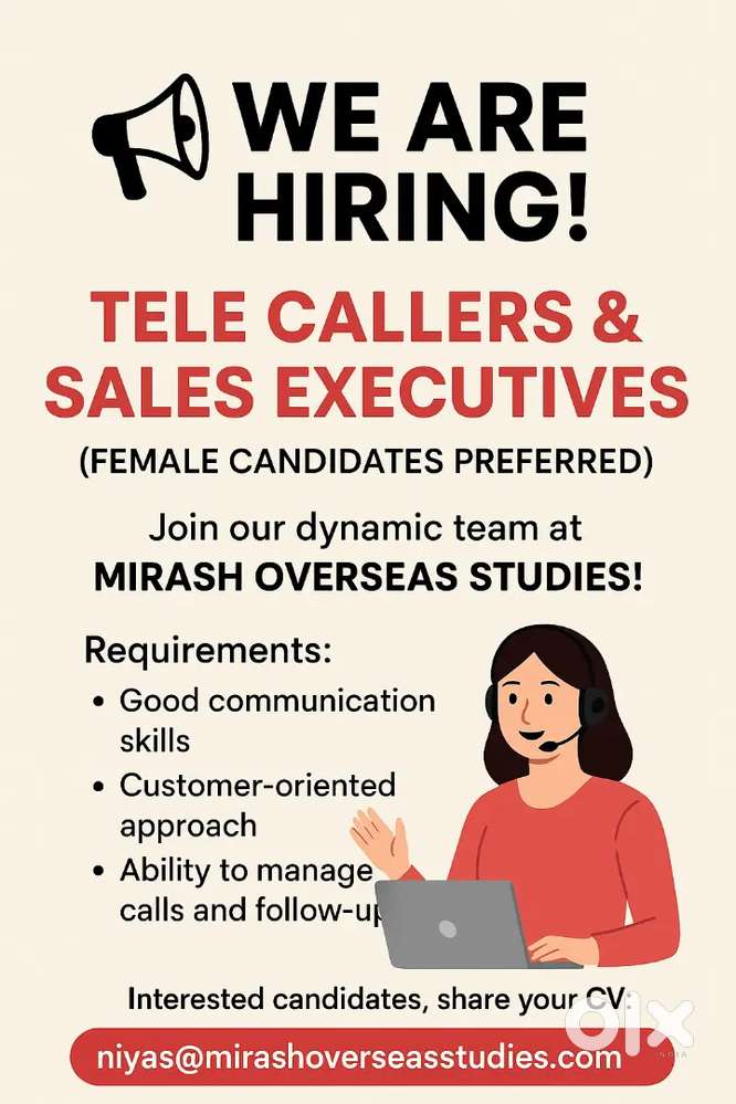 Hiring tele callers and sales