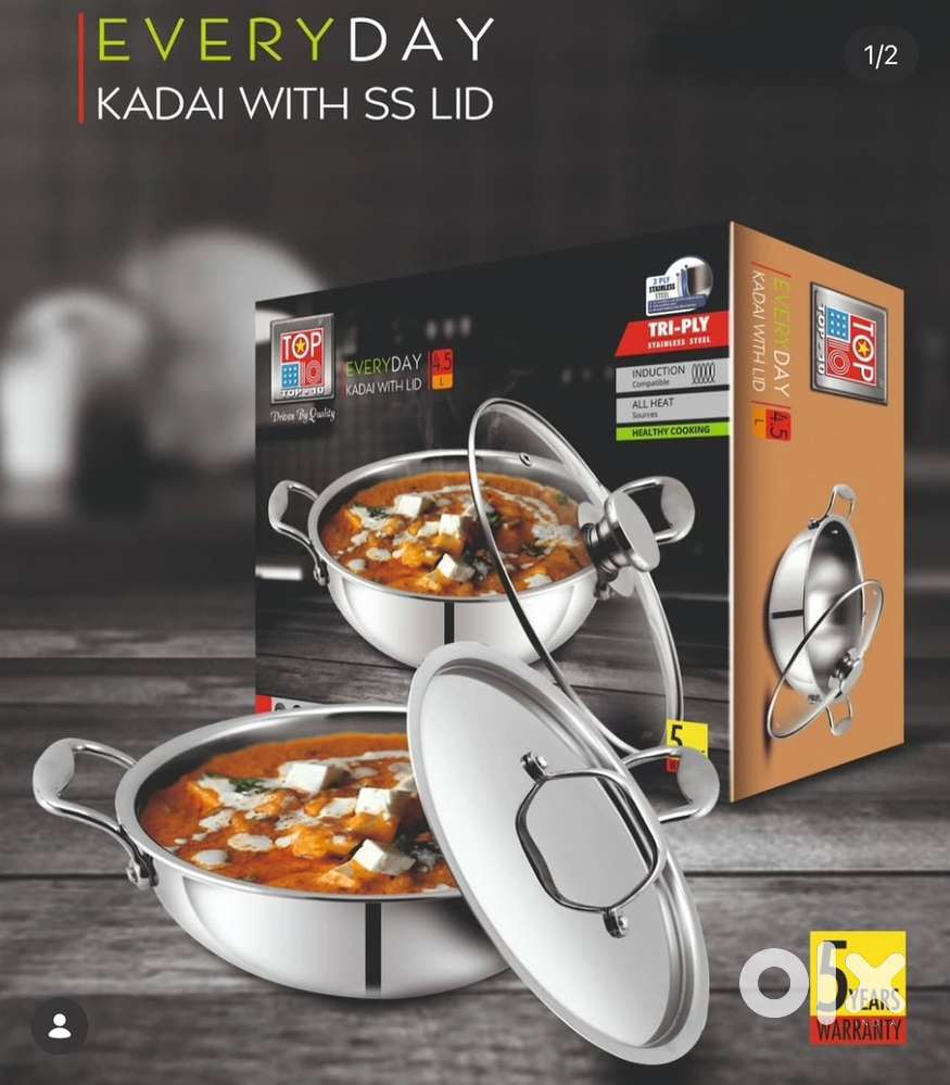 Brand New Top10 3 Litres Triply Kadai 5 Years Warranty MRP-2230.