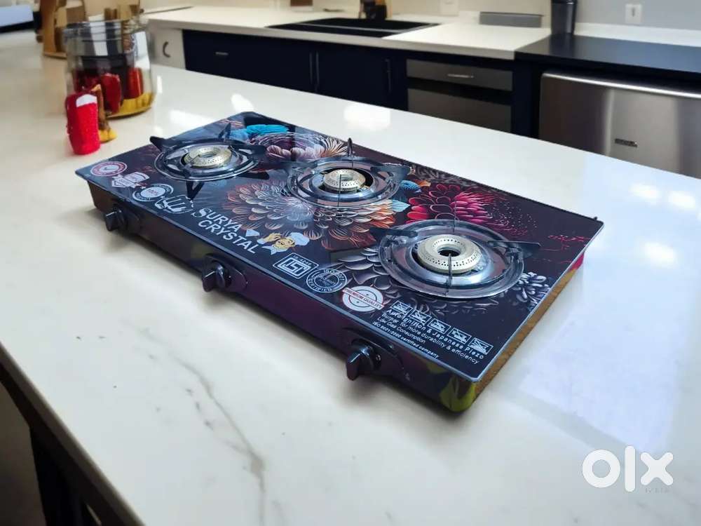 New 3 burner automatic glass top gas stove