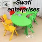 New plastic moon table with chair play school furniture kids furniture