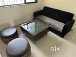 Sofa, centre table, tv unit, wall frame, computer table, sitting tires
