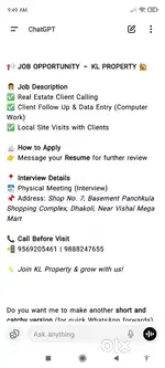 Job Vacancy Female staff Dhakoli Calling And Computer Operator