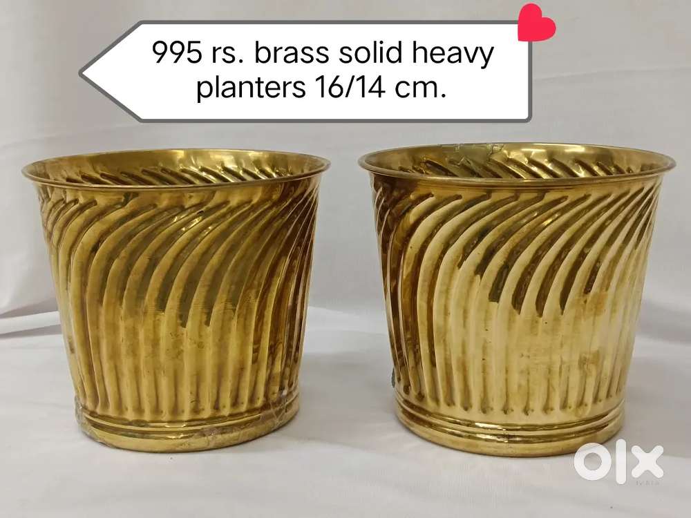 Antique pure brass solid heavy planters set
