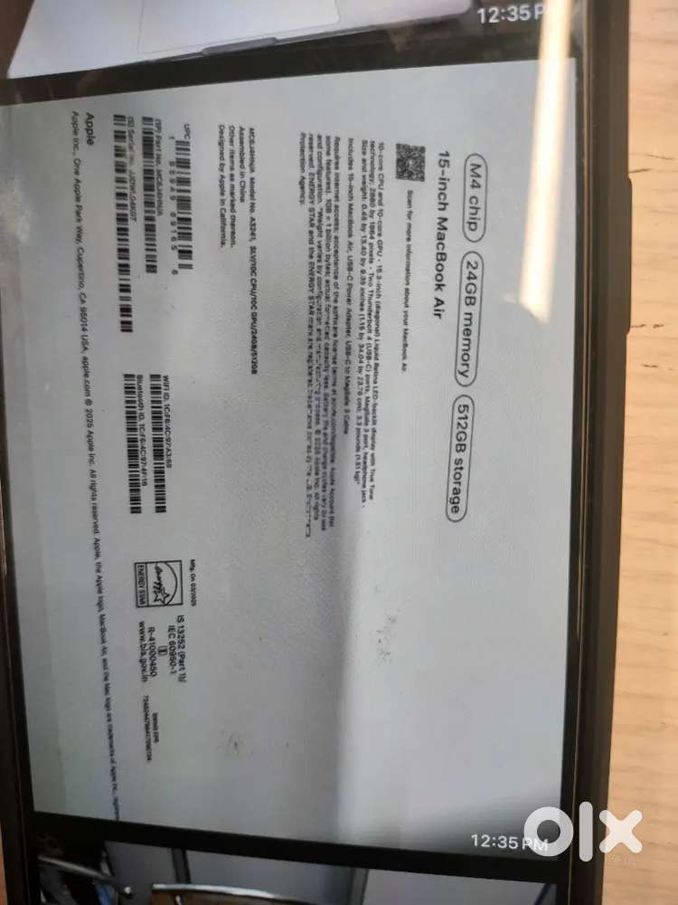 MacBook m4 15inch 24/512gb