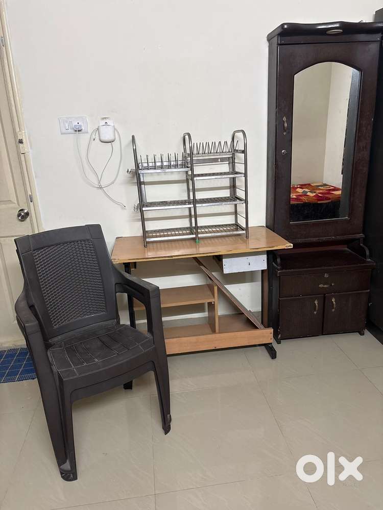 Computer table and 2 chairs and bowls stand dressing table