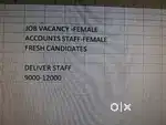 Accounts staff female.delivery staff
