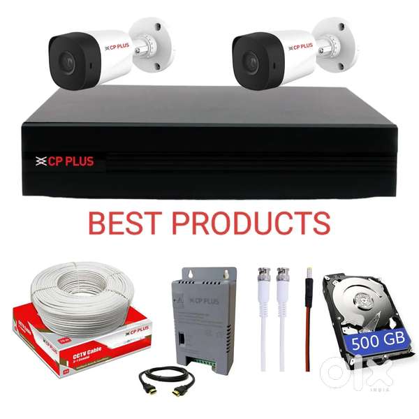 CCTV CAMERA 2 PCS CP PLUS  KIT WITH ALL ACCESSORIES