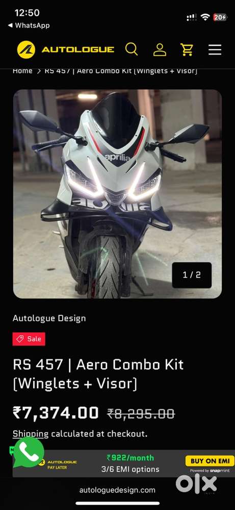 Aprilia rs 457  Aero Combo Kit [Winglets + Visor)