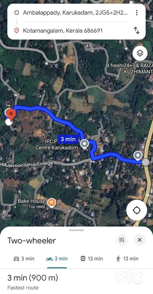 10 cent plot at Karukadam, near Muvattupuzha-Kothamangalam NH