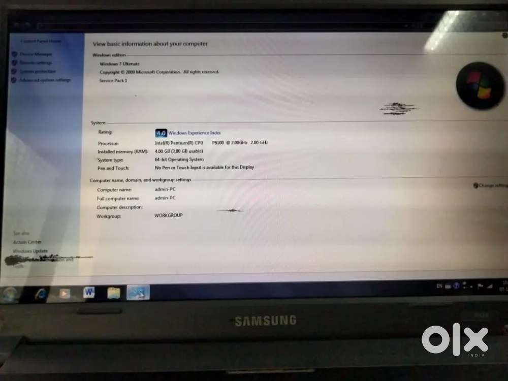 Samsung Laptop  Intel Pentium  4GB RAM  500GB HDD  WiFi  ₹4999