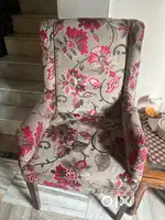 Wooden. And clothed boss chair
