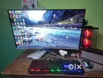 Gaming pc setup with 32 inch curved display