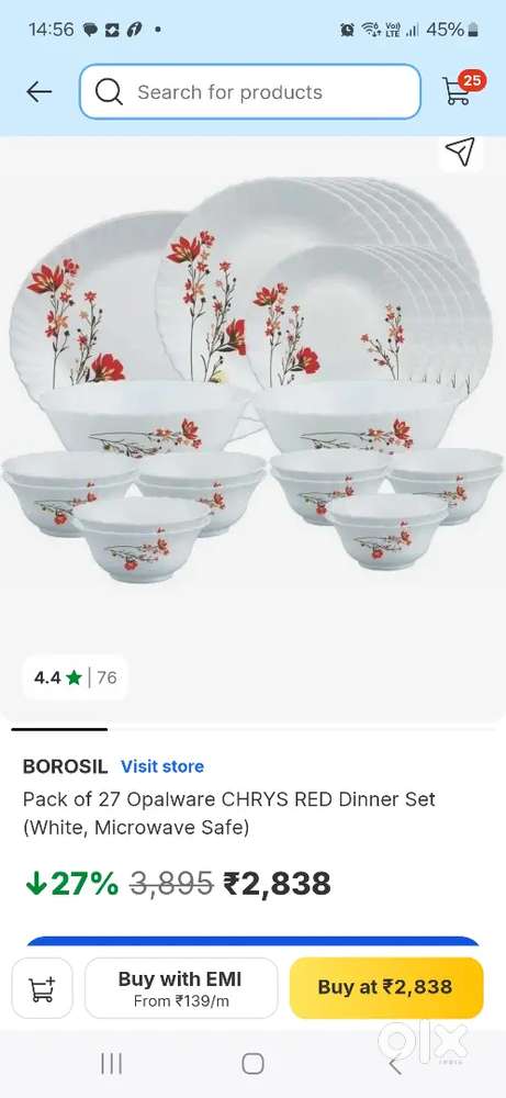Larah by borosil  brand new dinner set sealed pack