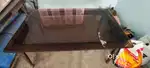 Glass Dining Table with Teak Wood stand