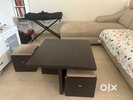 Center table with 4 stool and storage