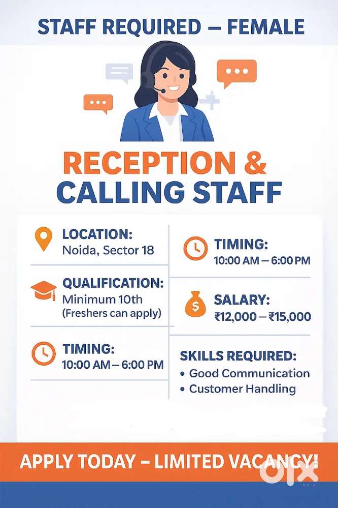 Female Office Receptionist Noida Sector 18