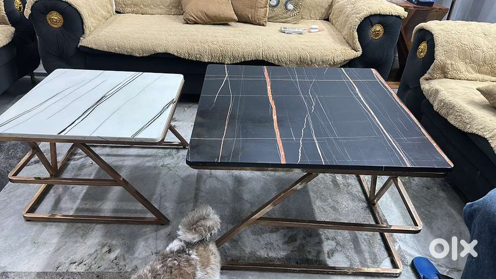 Strong iron base centre table set of two