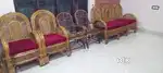 Teak sofa and Cane sofa set