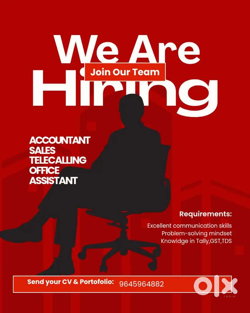 Junior and Senior Accountant, Telecalling,office assistant, Sales