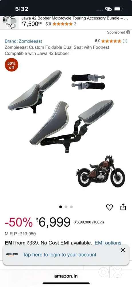 Jawa foldable seat and leg guard