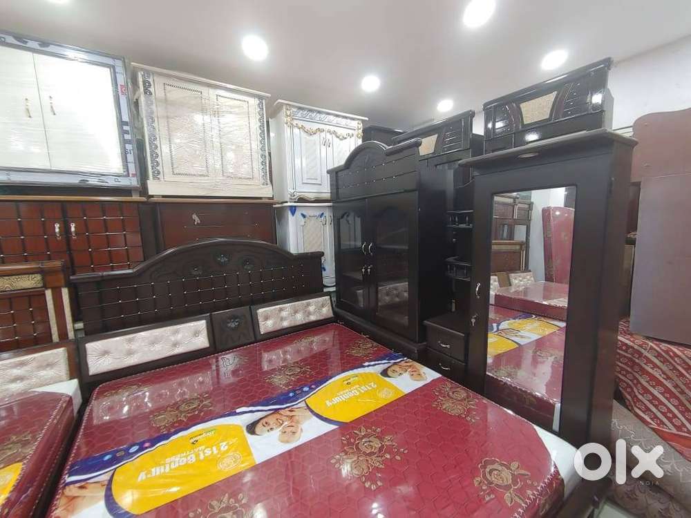 bed with mattress ,show case and dressing table