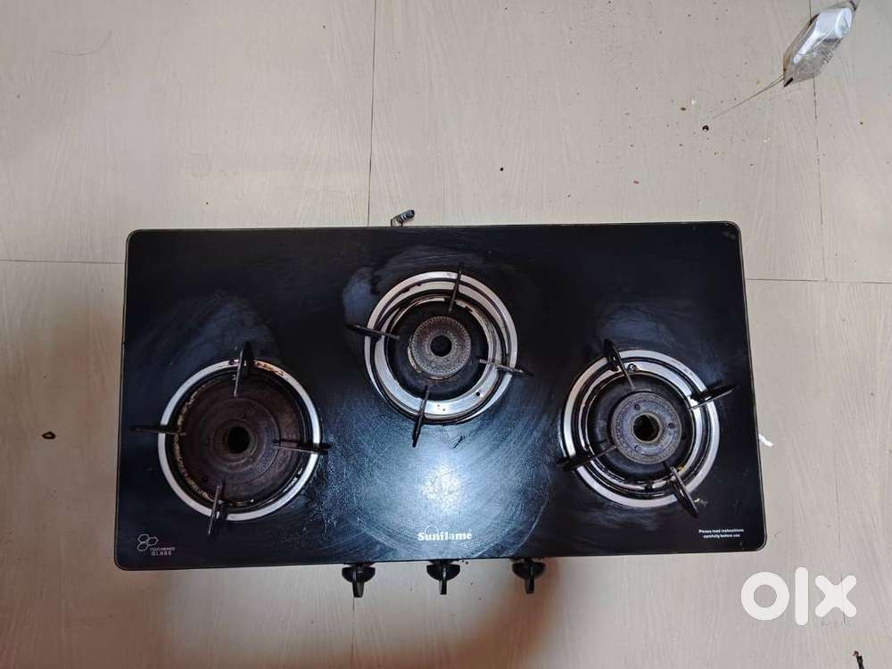 sunflame 3 burner toughened glass stove