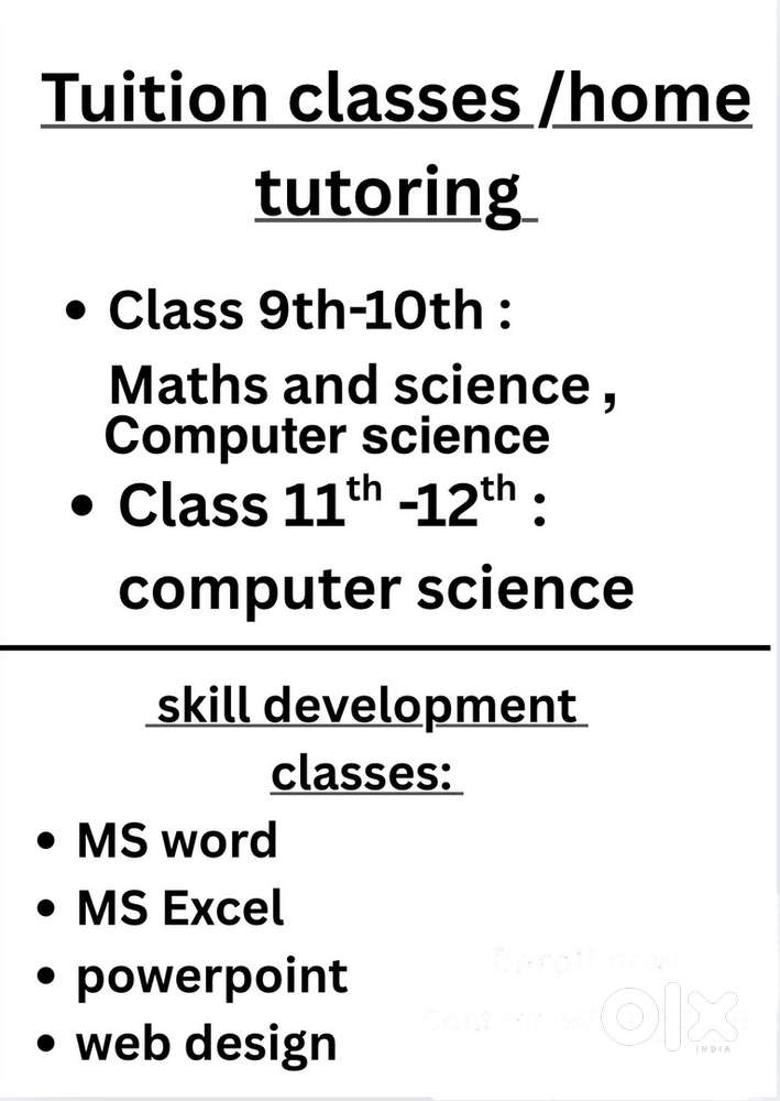 I am a home tutor qualified and well educated