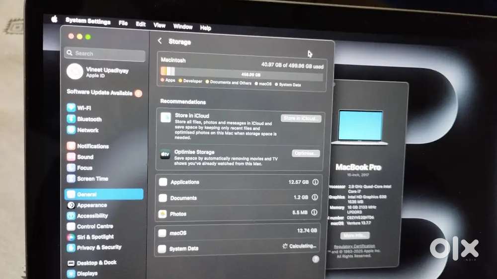 Macbook Pro 15.2 Inch 2017 16GB 500GB SSD